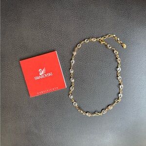 Swarovski Clear Crystal Bezel Necklace 18” Vintage